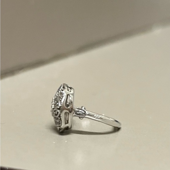 14kt White Gold Diamond Openwork Drop Earrings - Picture 6 of 7